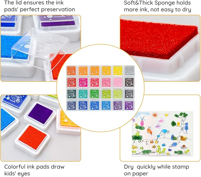 Ink Pad, 24 Colors Finger Washable Craft Ink Pad - Image 5
