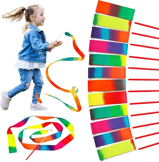 JoyCat 24 Pack Dance Ribbon Streamers, Rainbow Decorations, Goodie Bag Stuffers by JOYCAT