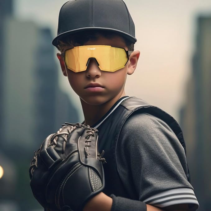 X-TIGER Polarized Youth Baseball Sunglasses UV400 Kids Sunglasses Boys Girls 8-12 Youth for Softball Cycling Sports Glasses