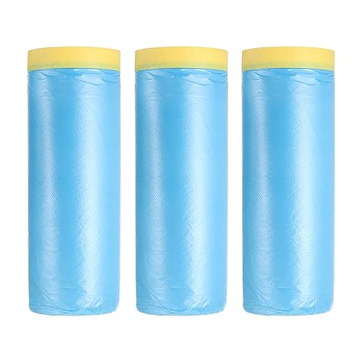 uxcell Pre-Taped Masking Film, 3.6ft x 66ft Plastic Paint Drop Cloth by uxcell