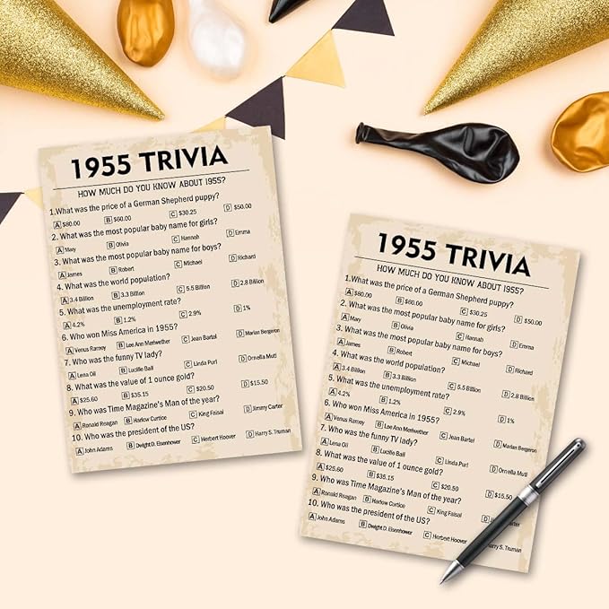 QUPT 70th Birthday Party Games, 1955 Trivia Games, Birthday Party Supplies - Image 5