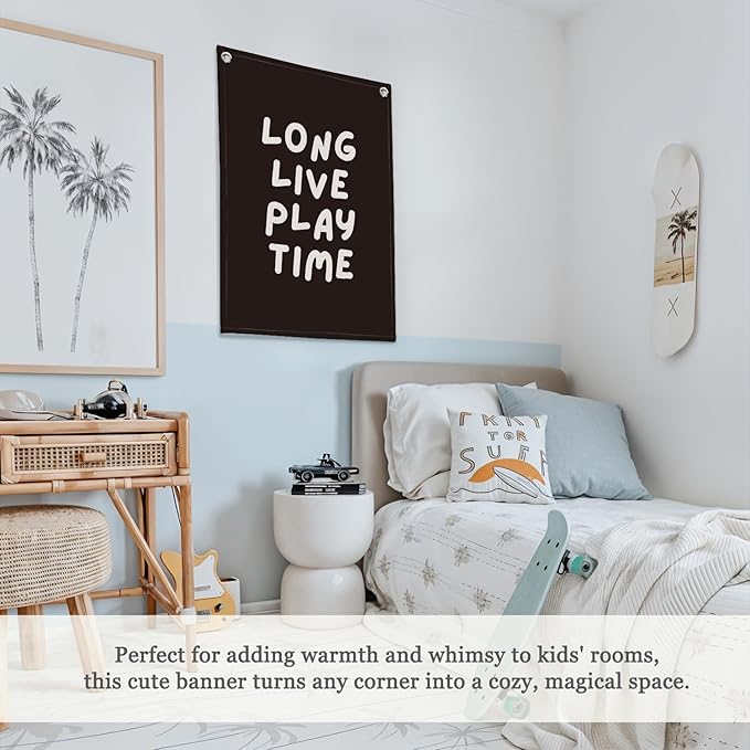 Playroom Decor, Play Room Wall Decor, Long Live Playtime Linen Banner, Baby - Image 4