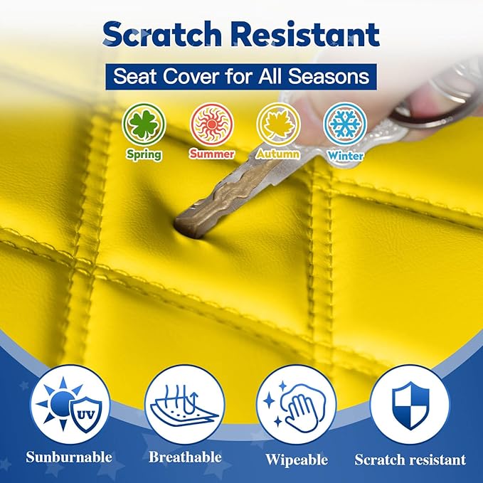 NOKINS Golf Cart Seat Covers Fit Club Car DS Pre-2000 OEM Standard Seat Cushion, Golf Cart Vinyl Diamond Front Seat Covers, Soft/Scratch-Resistant/No Stapler Needed