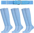 Haysandy Baseball or Softball Sock and Belt Combo Set 3 Football Baseball Socks with Softball Belt for Youth Boys Kids