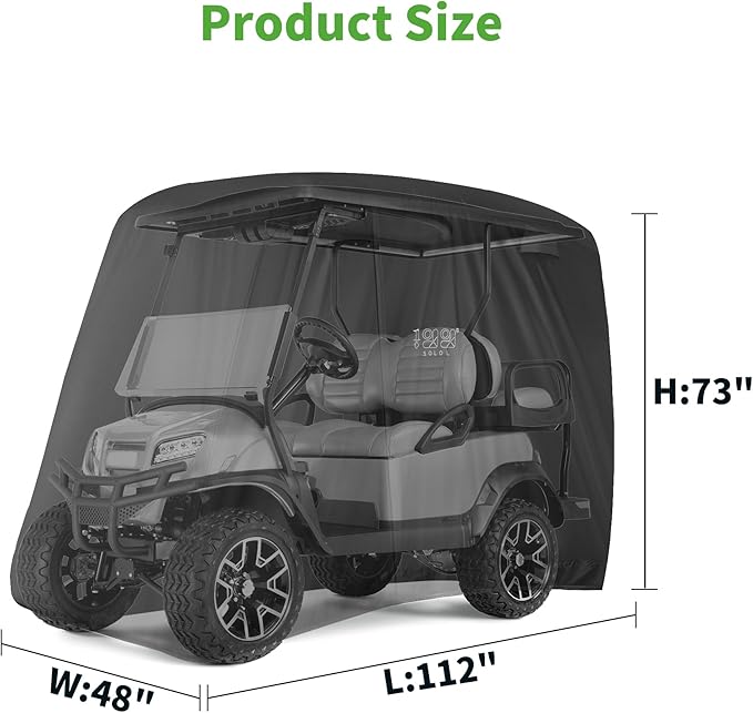 10L0L Universal 2-4 Passenger Golf Cart Cover for Yamaha, EZGO, Club Car, Waterproof Sunproof and Durable