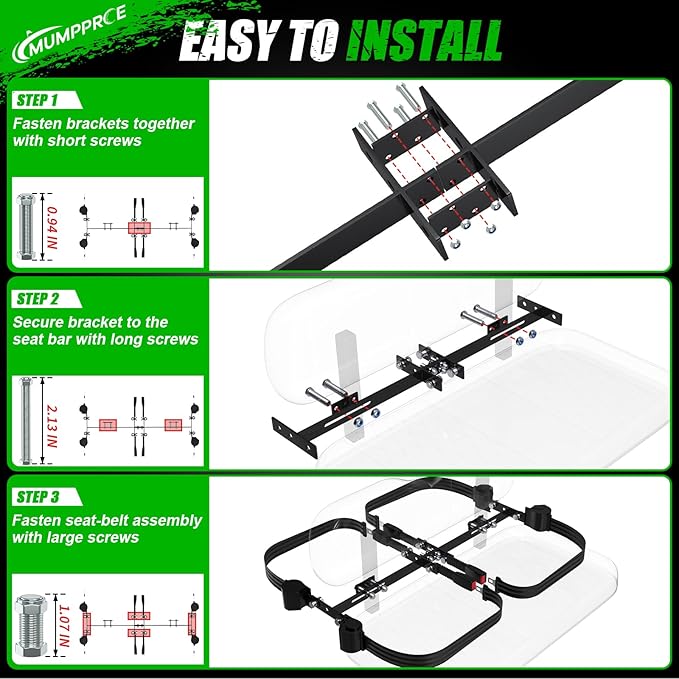 4 Pack Universal Golf Cart Seat Belts, Fits 4-Seats EZGO, Club Car Yamaha Golf Cart, Retractable 2+2/4 Passengers Seat Belts Kit, Front Rear Seat Belts with Bracket