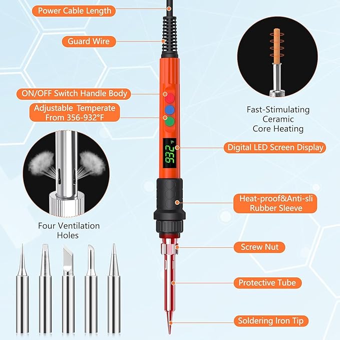 Soldering Iron Kit, 120W LED Digital Advanced Solder Iron Soldering Gun kit - Image 2