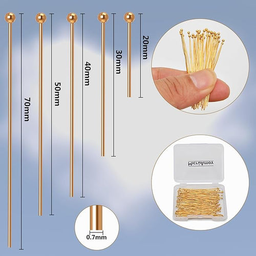 100pcs 18K Gold Filled Ball Pins Non Tarnish Craft Earring Bracelet Jewelry - Image 2