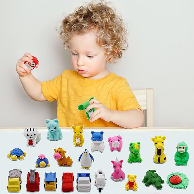 72 Pcs Assorted Animal Pencil Erasers Desk Pets, Bulk Mini Pencil Erasers Gifts - Image 5