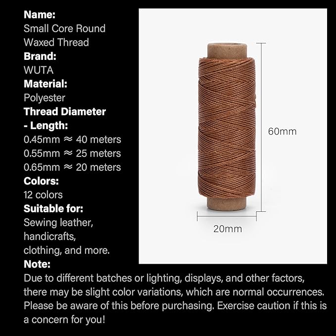 WUTA Leather Waxed Thread Round Polyester Sewing Threads - Image 9