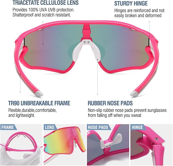 DUCO Kids Sunglasses Youth Baseball Sun Glasses Lightweight TR90 Frame UV400 Sports Cycling Shades for Boys Girls DK268