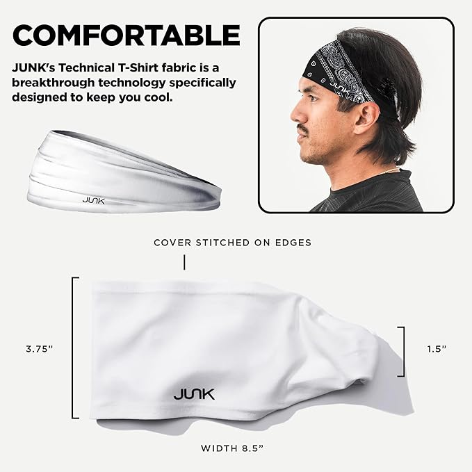 JUNK Brands Big Bang Lite Novelty Headband - Moisture-Wicking, Performance Fabric, Non-Slip, Sports Sweatband for Men & Women - One Size