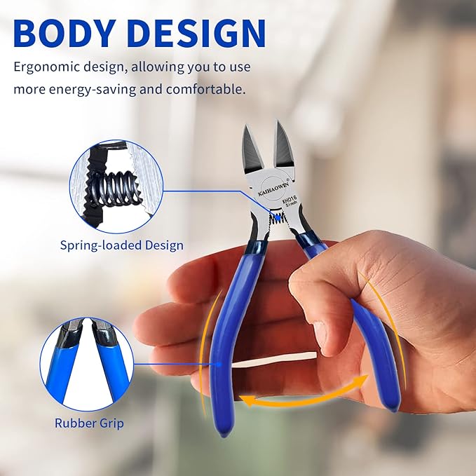 Wire Cutters 5", 5 Pack KAIHAOWIN Precision Flush Cutters Ultra Sharp Wire - Image 5
