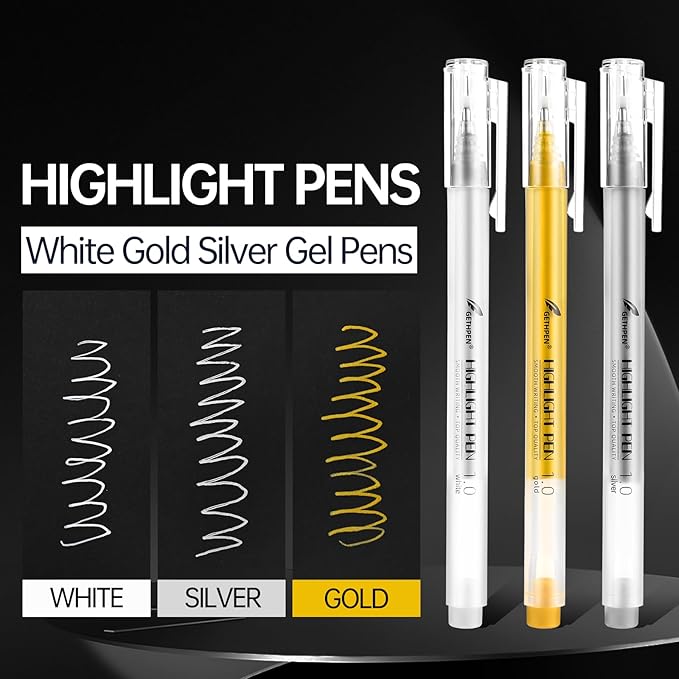 3 Colors Gel Pen Set – White, Bullet Journaling & Holiday Crafts – Opaque - Image 2