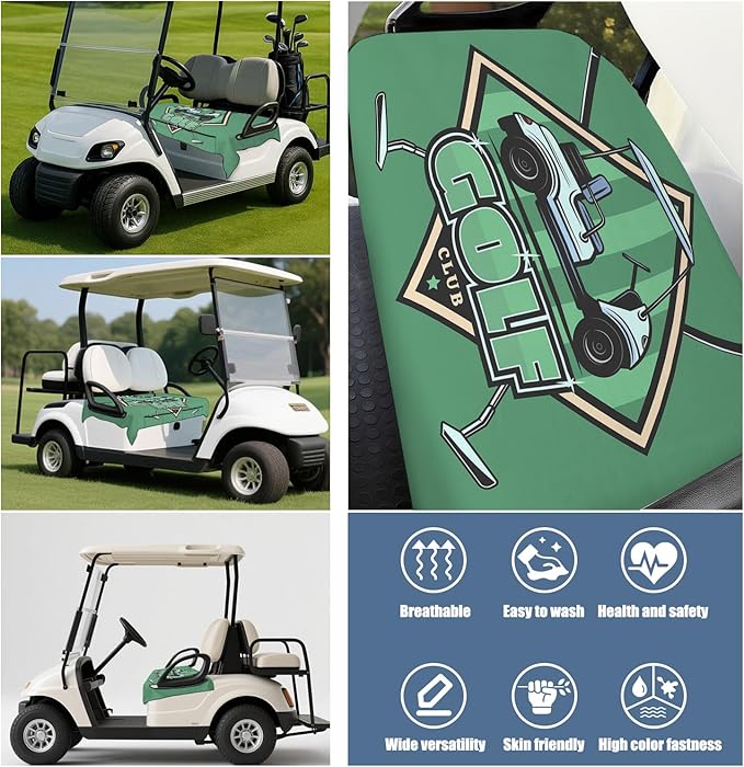 Golf Cart Seat Covers, Golf Cart Seat Towel Blanket for 2-Seat Golf Carts, Breathable Golf Cart Seat Cushions Golf Club Car Accessories 51'' x 31''