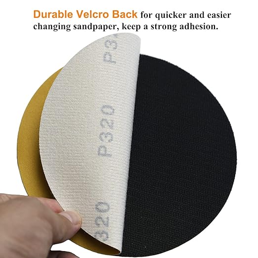 6-Inch No-Hole Hook and Loop Sanding Discs 320-Grit, Random Orbital Sandpaper - Image 4