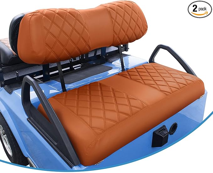 NOKINS Golf Cart Club Car DS 2000.5-Up Diamond Seat Covers Kit, Fits Club Car DS OEM Standard Front Seat Cushion, Golf Cart Vinyl Seat Cover, No Nails Required (All Brown)
