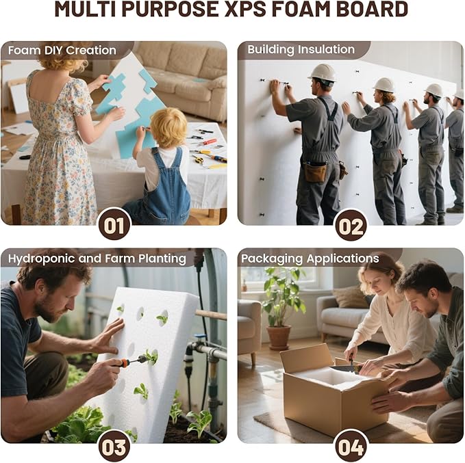 Gvereld High Density XPS Foam Board, 10 Pack 11.7x7.8x0.4in Polystyrene Craft - Image 2