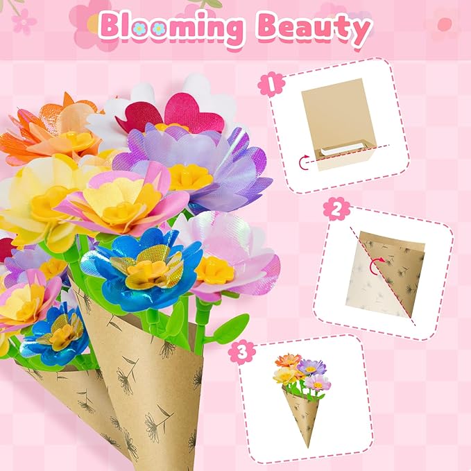 Deesry Fabric Flower Bouquets Toys, Storable Flower Making Kit - Image 7