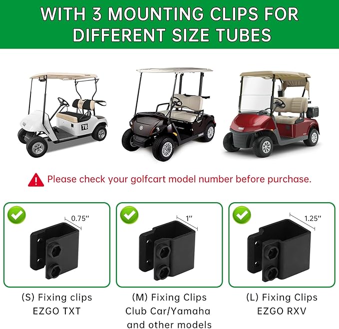 Golf Cart Mirror, Upgraded Hassle-Free Installation 3 Sizes for Square Tube Roll Cage Compatible with Club Car Onward DS,Yamaha Drive 2 G22 G29,EZ GO Medalist RXV TXT,ICON,Cushman,Tomberlin