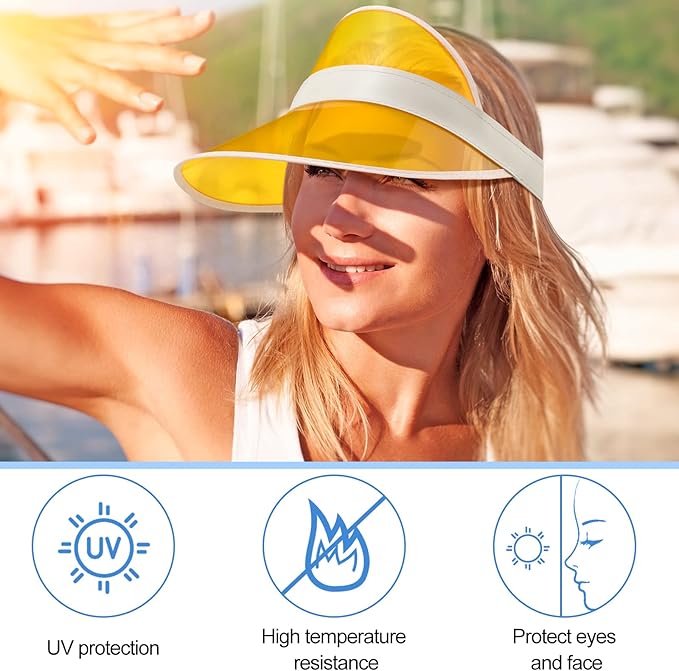 JenPen 12 Pack Unisex Plastic Sun Visors Hats Clear UV Protection Poker Cap for Men Women Sports Outdoor Golf Activities