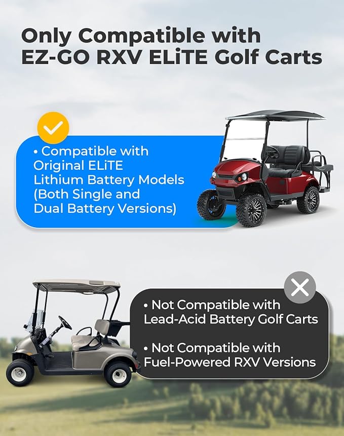KEMIMOTO Upgraded Golf Cart Under Seat Storage Tray Compatible with EZ-GO RXV Elite Golf Carts, Durable ABS Underseat Organizer, 110 Lbs Capacity, Black