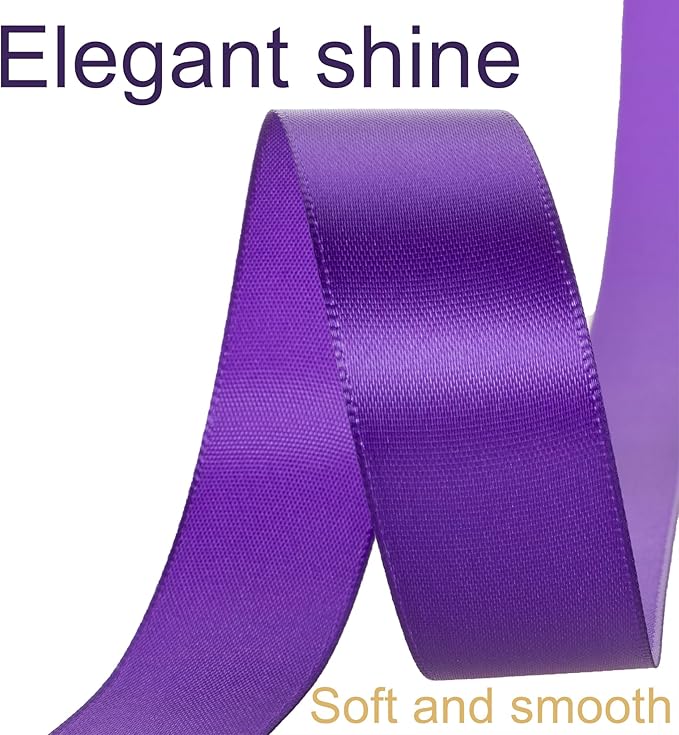 1 Inch Purple Ribbon, 50 Yards Craft Polyester Satin Ribbon Perfect - Image 3