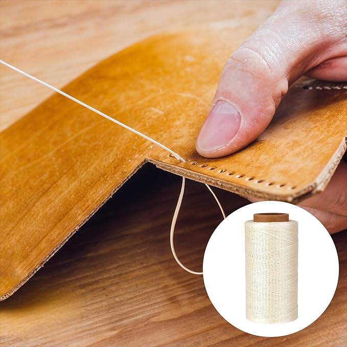Waxed Linen Thread, 285 Yards 0.8MM 150D Polyester Leather Sewing Waxed Thread - Image 6
