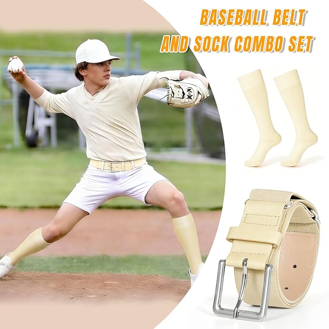 XZQTIVE Baseball Softball Socks and Baseball Softball Belt Combo Set Knee-High Soccer Socks for Kids Youth Adult
