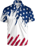 HUURAY Funny Golf Polos for Men Funny Print Short Sleeve Shirts Quick Dry Polo Shirts Hawaiian Shirt Performance Golf Outfits