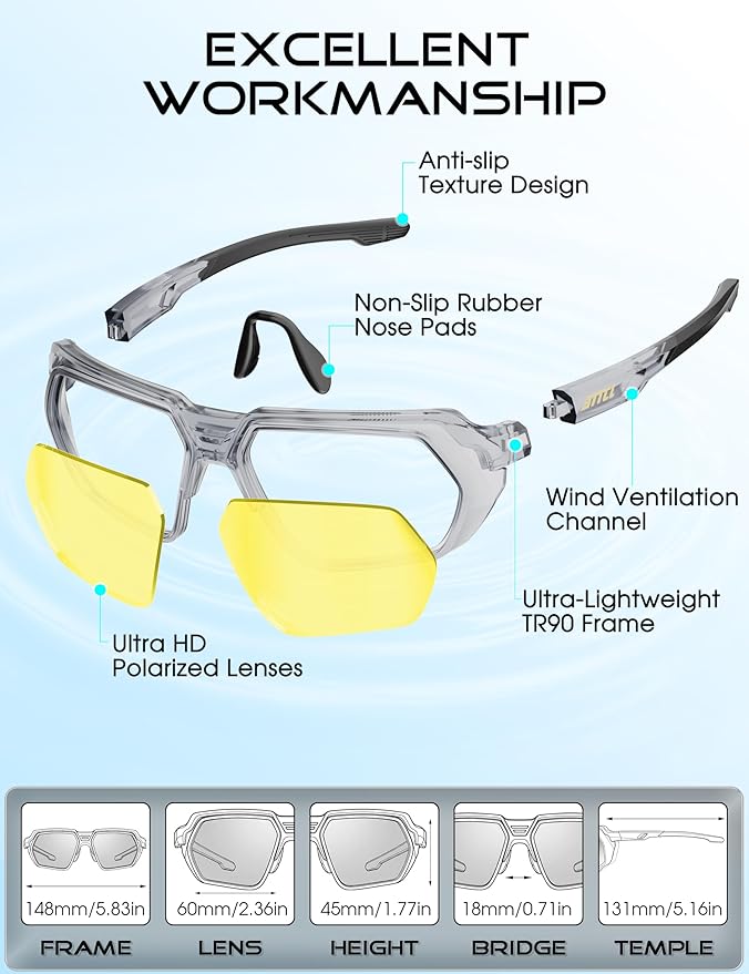 ATTCL Sports Polarized Sunglasses for Men: Womens UV400 Protection, Lightweight Wrap Around TR90 Frame for Fishing Golf