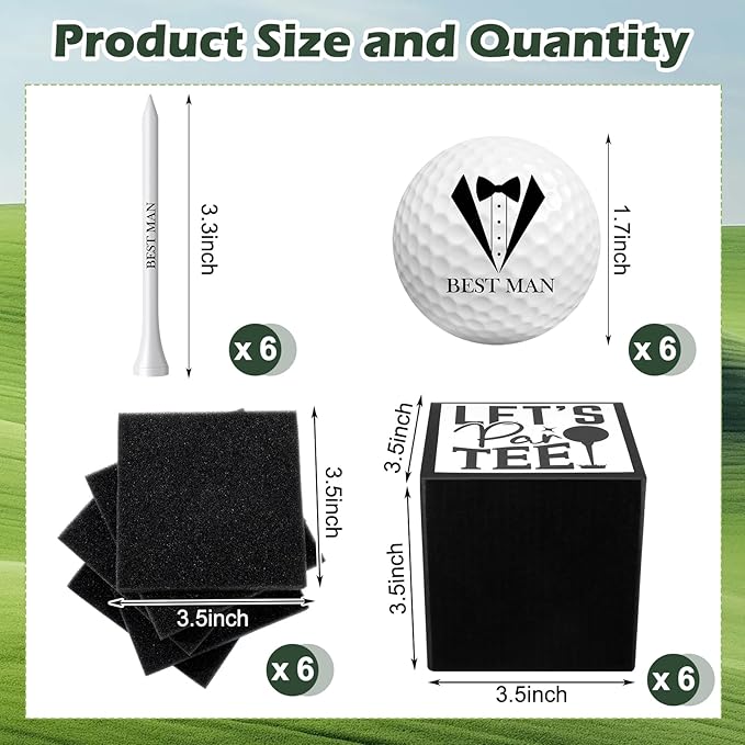 Lunmon 6 Sets Groomsman Balls Set Groomsman Proposal Gift for Men with Balls and Gift Box for Wedding Best Men DIY Gifts