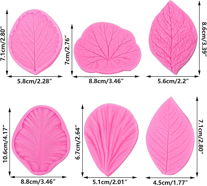 Flower Silicone Veiner Mold Set, Fondant Flower Veining Mold Tulip Orchid Molds - Image 2