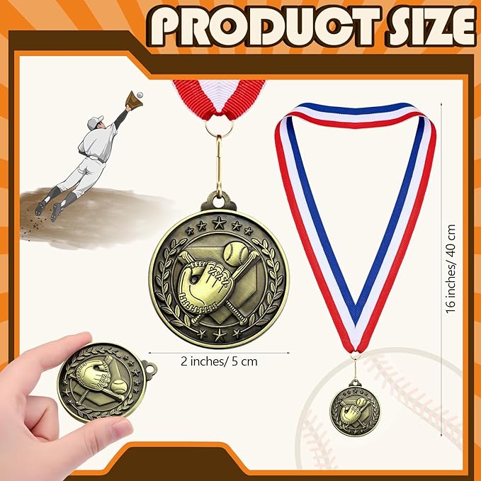 Misdary 12 Pack Medals with Neck Ribbons Team Participation Trophies for Kids Sports Awards Party Favors for Sports Competitions Celebration Gift
