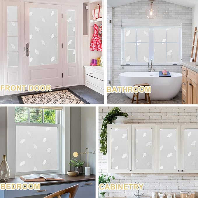 Window Privacy Film Decorative for Front Door, Bathroom Static Cling Stained - Image 6