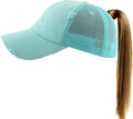 Classic Plain Ponytail Messy High Bun Headwear Adjustable Cotton Trucker Mesh Glitter Hat Baseball Cap