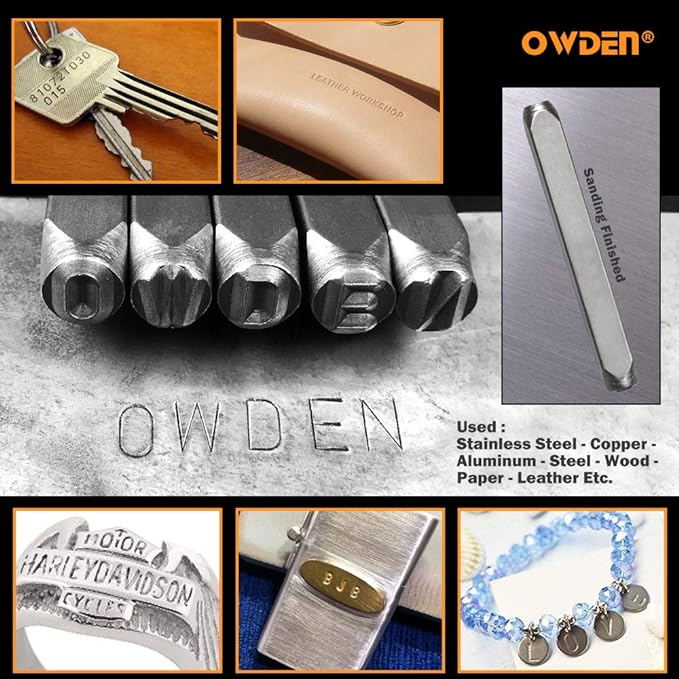 OWDEN Professional 36Pcs.Steel Metal Alphabet and Figure Punch Set 4mm Uppercase - Image 4