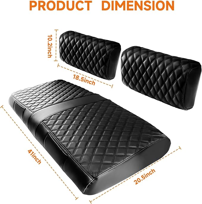 Yamaha G2 G8 G9 G11 G14 G16 G19 G20 G22 Seat Covers,Front Golf Cart Black Seat Cover Enhanced/Comfortable/Breathable Vinyl Leather for Golf Cart Yamaha Separate Backrest,2 Convenient Pockets