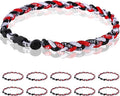 12 Pack Baseball Necklace 18inch, Team Gift for Baseball Funs, Three Braided Titanium Tornado Rope Design, with Muti - Color for Pick