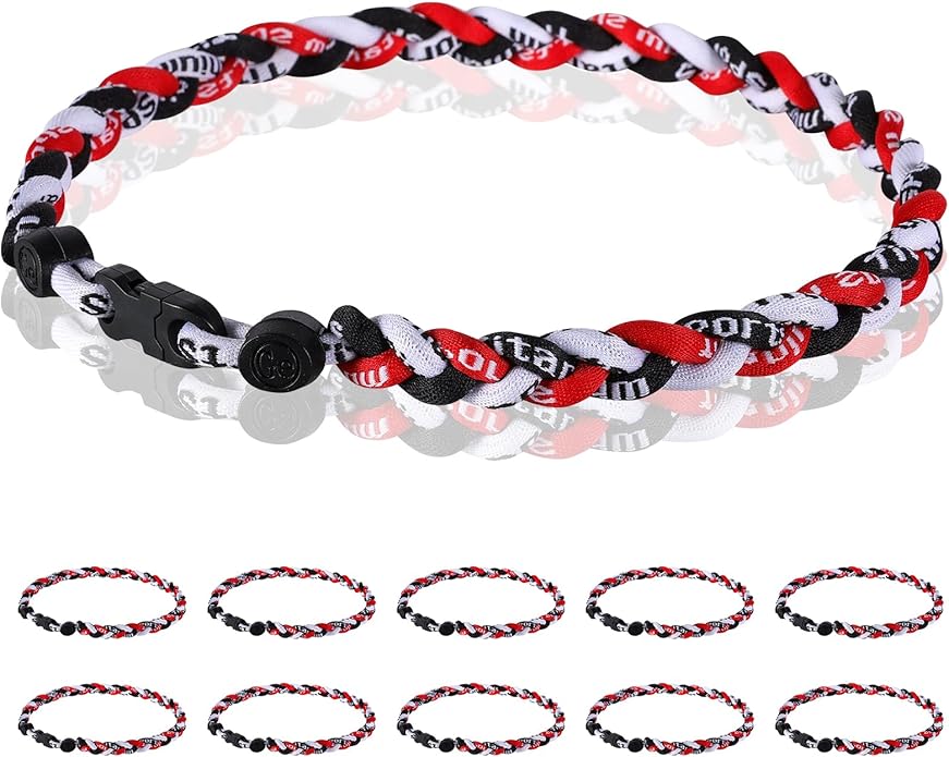 12 Pack Baseball Necklace 18inch, Team Gift for Baseball Funs, Three Braided Titanium Tornado Rope Design, with Muti - Color for Pick