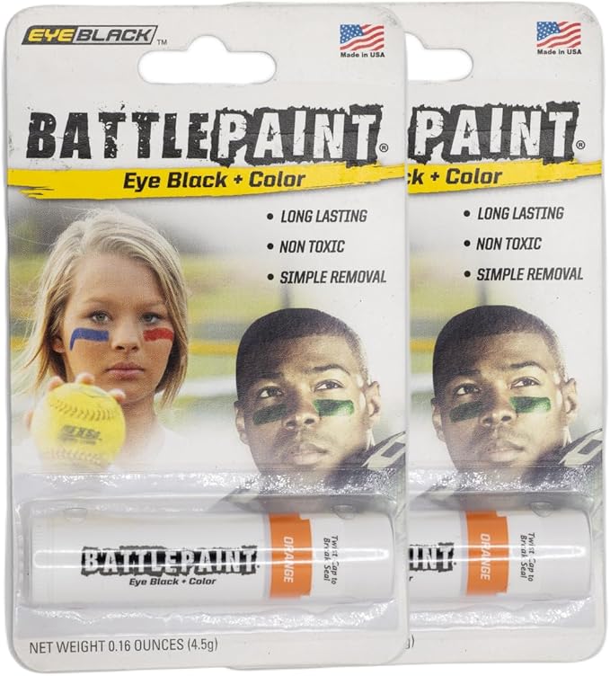 EyeBlack BattlePaint – Bright Colored Under Eye Black Grease for Pro Athletes and Super Fans – Baseball, Softball, Football – 2 Sticks