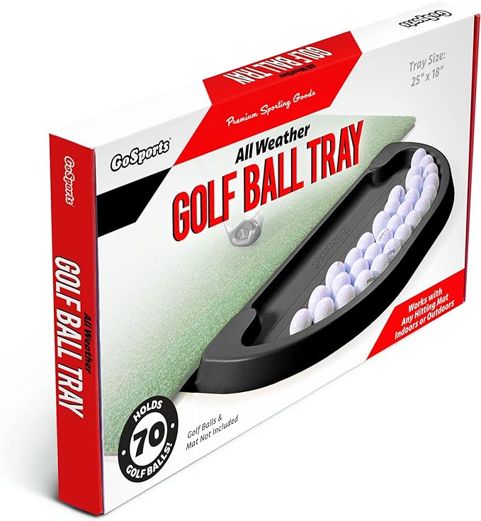 GoSports All-Weather Golf Ball Trays with 70 Ball Capacity - Black or Green - Compatible with All Hitting Mats
