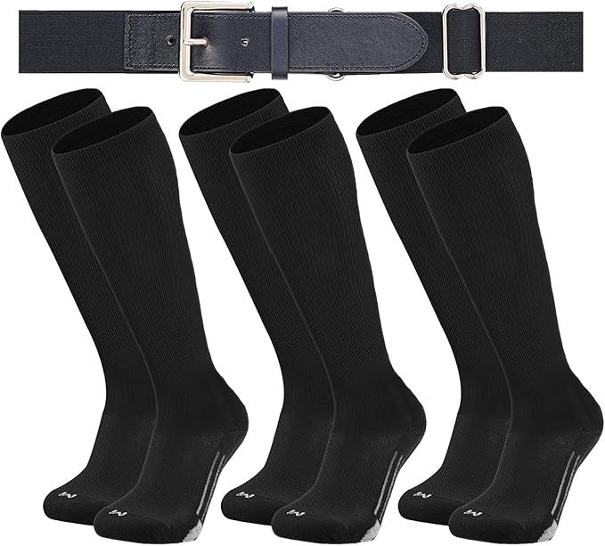 Youth Elite Baseball/Softball Socks & Belt Combo (3 Pairs of Socks with 1 Belt)