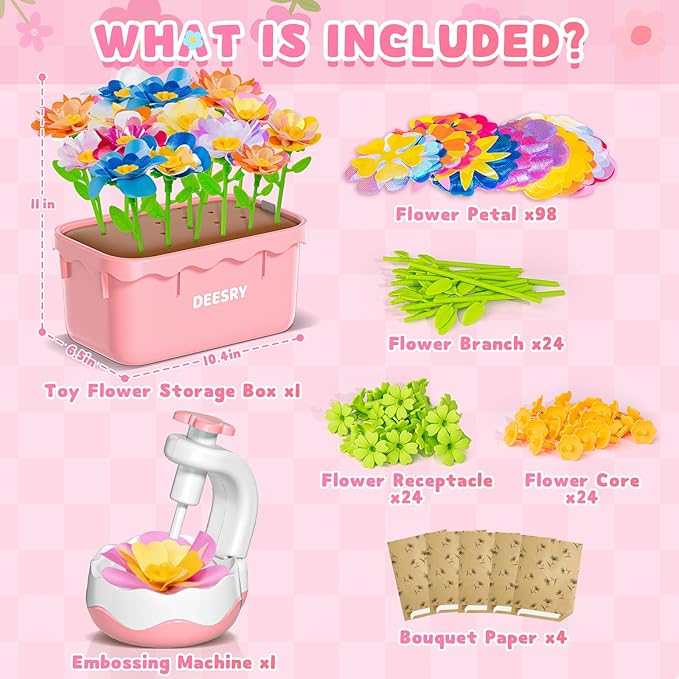 Deesry Fabric Flower Bouquets Toys, Storable Flower Making Kit - Image 4