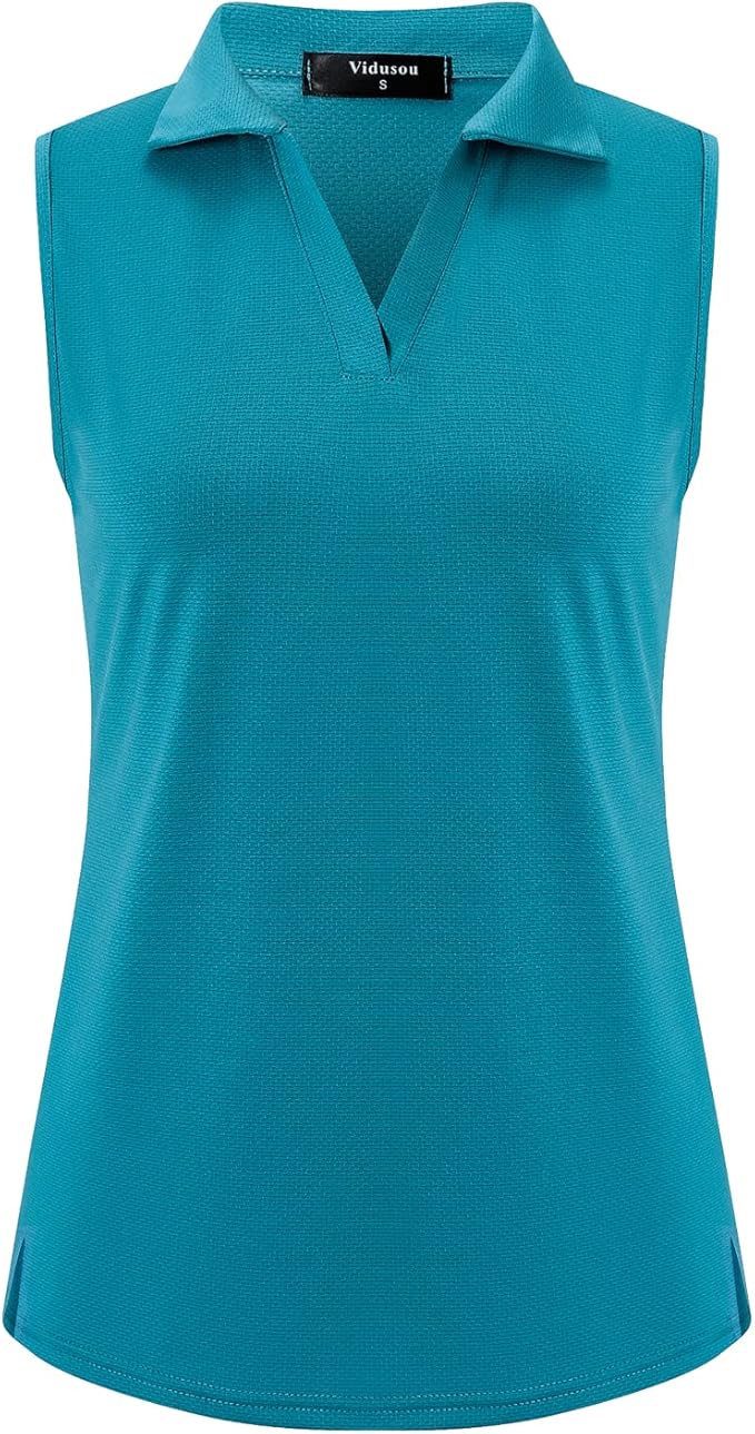 Womens Sleeveless V Neck Golf Polo Shirts