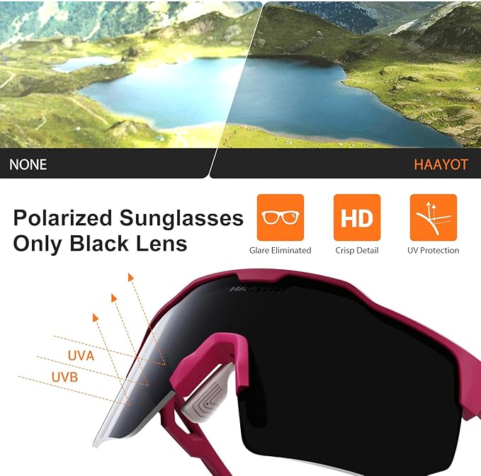 HAAYOT Polarized Sports Sunglasses for Men Women Youth Baseball Cycling Running Softball Biking Glasses 5 Lenses