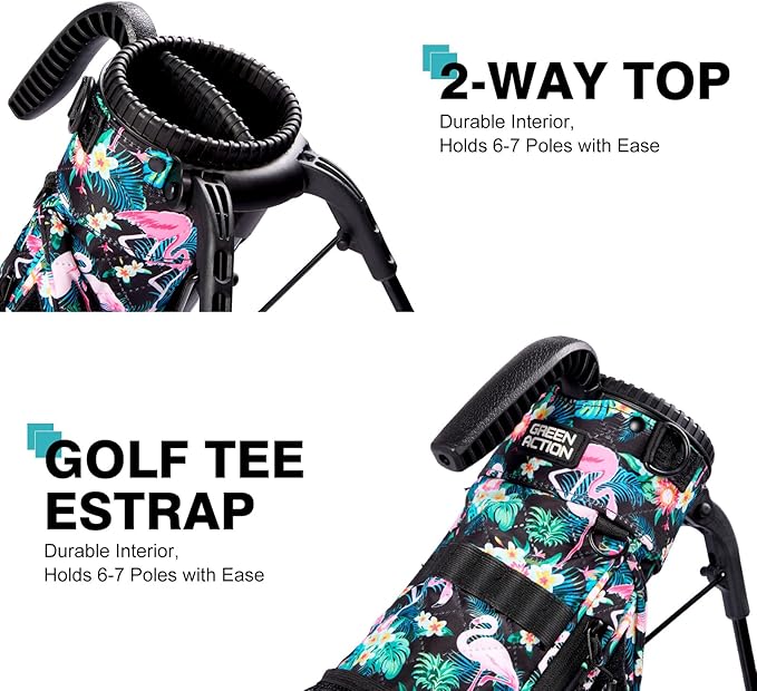 Sunday Golf Bag with Strap & Stand, Lightweight Golf Stand Bags with Two-Way Divider/Cooler Pocket, Golf Club Bags Holds 5-6 Clubs for Driving Range, Par 3 and Standard Courses