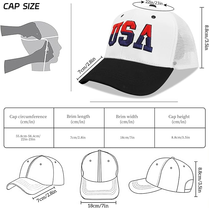American Flag Patriotic Baseball Cap | Embroidered USA Flag 100% Cotton Adjustable Hat for Men & Women