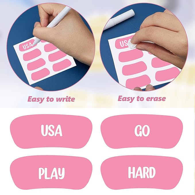 Sumind 48 Pairs Eye Strips Sports Eye Stickers Breathable Strips with 1 White Pencil for Baseball Football Softball Fans on Game Day(Pink)