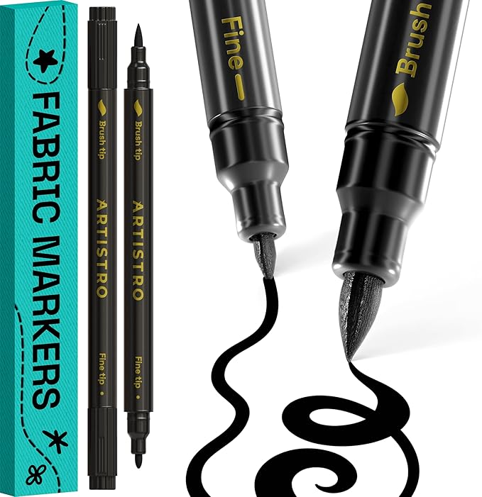 ARTISTRO 2 Black Dual-Tip Fabric Markers by ARTISTRO